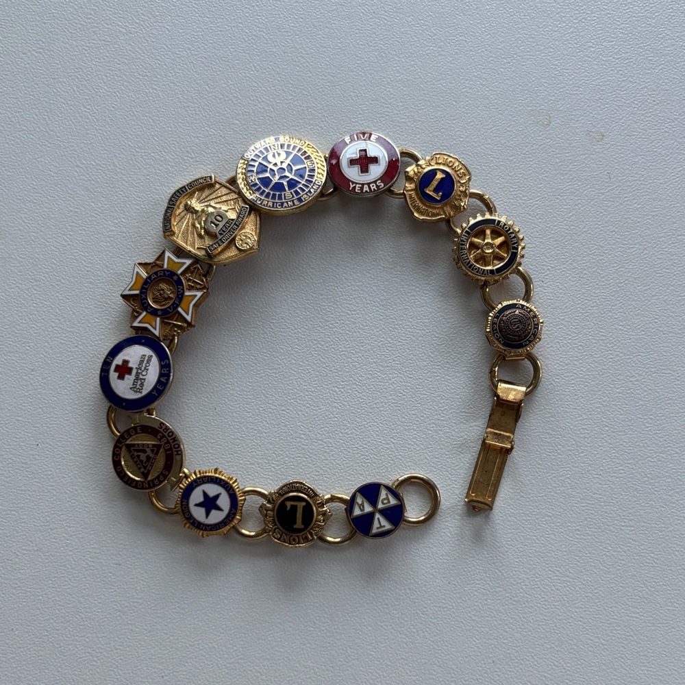 Gold and Blue Charm Bracelet